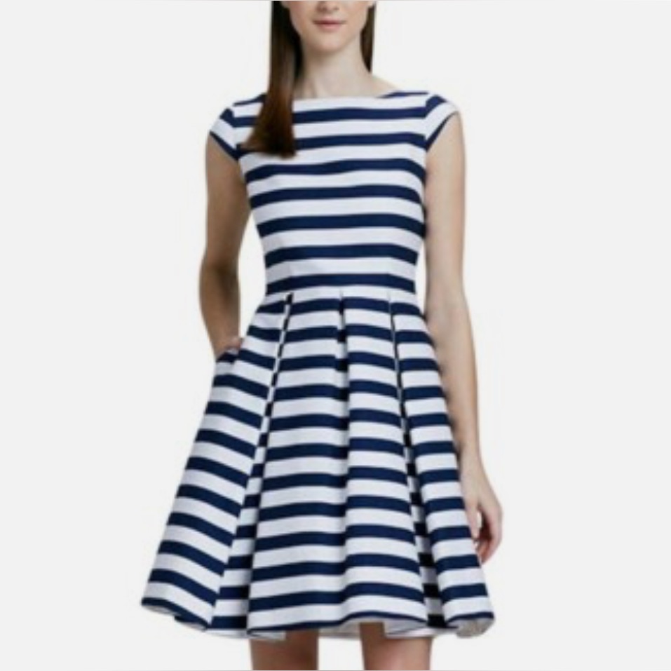 Nwt Kate Spade Blue Hyacinth Stripe Cap Sleeve Mariella Dress Size 4
